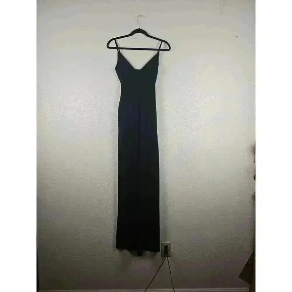 Emerald Sundae Black Sleeveless V Neck Spaghetti Strap Formal Maxi Dress Small - Picture 6 of 7